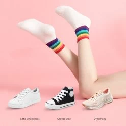 Sweet Rainbow Stripe Socks -Kawaii Fashion Shop Sweet Rainbow Stripe Socks 4