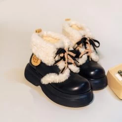 Sweet Retro-Style Velvet Snow Boots -Kawaii Fashion Shop Sweet Retro Style Velvet Snow Boots 11
