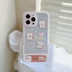Sweet Retro Smile Toast IPhone Case -Kawaii Fashion Shop Sweet Retro smile toast transparent Phone Case For iPhone 14 13 12 11 Pro Max 14 3