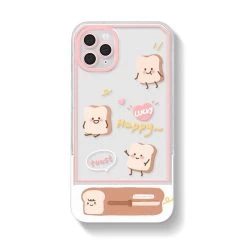 Sweet Retro Smile Toast IPhone Case -Kawaii Fashion Shop Sweet Retro smile toast transparent Phone Case For iPhone 14 13 12 11 Pro Max 14 5