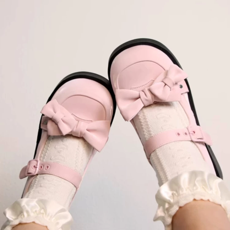 Sweet Round Toe With Bow Lolita Shoes 3 Sweet Round Toe With Bow Lolita Shoes