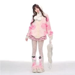Sweet Soft Girl Style Pink Hello Kitty Printed Cardigan Sweater -Kawaii Fashion Shop Sweet Soft Girl Style Pink Hello Kitty Printed Cardigan Sweater 2