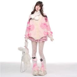 Sweet Soft Girl Style Pink Hello Kitty Printed Cardigan Sweater -Kawaii Fashion Shop Sweet Soft Girl Style Pink Hello Kitty Printed Cardigan Sweater 5