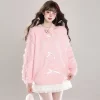 Sweet Soft Girl Style Pink Off-Shoulder Sweater -Kawaii Fashion Shop Sweet Soft Girl Style Pink Off Shoulder Sweater 7