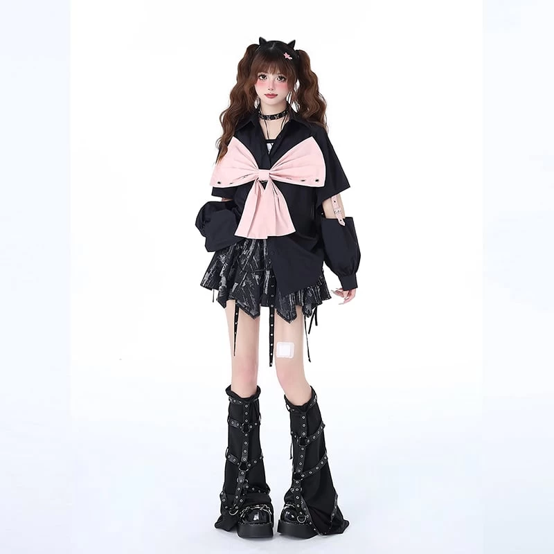 Sweet Y2K Style Gray Retro Irregular Skirt 4 Sweet Y2K Style Gray Retro Irregular Skirt - Image 2