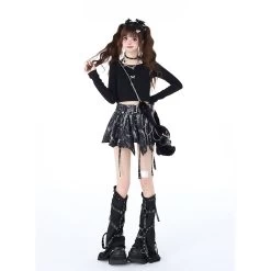 Sweet Y2K Style Gray Retro Irregular Skirt 12 Sweet Y2K Style Gray Retro Irregular Skirt -Kawaii Fashion Shop Sweet Y2K Style Gray Retro Irregular Skirt 6