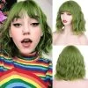 Lolita Bobo Green Cosplay Wigs -Kawaii Fashion Shop Synthetic Wigs Short Straight Bobo Green Cosplay Wigs with Bangs for White black Women Girls Lolita