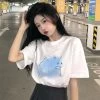 Kawaii Korean Style All-match Loose T-shirt -Kawaii Fashion Shop T shirts Women Printed Korean Style All match Fresh New Chic Loose Plus Size 2XL Hot
