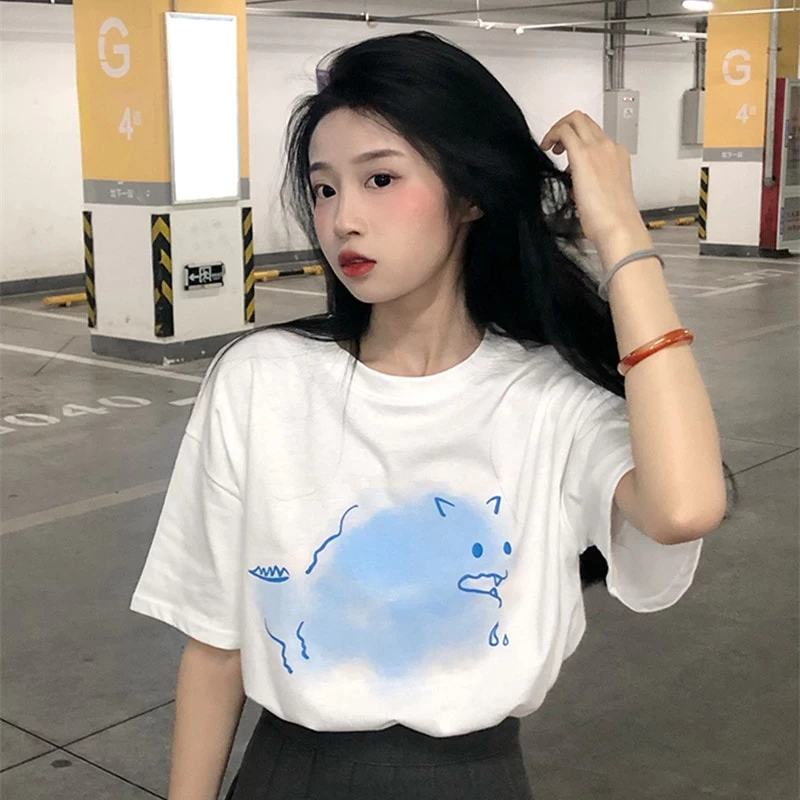 Kawaii Korean Style All-match Loose T-shirt 5 Kawaii Korean Style All-match Loose T-shirt - Image 3