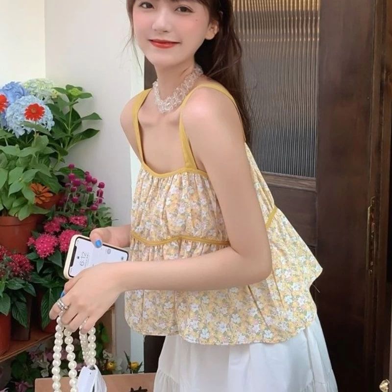 Cute Floral Printed Draped Tank 4 Cute Floral Printed Draped Tank - Image 2