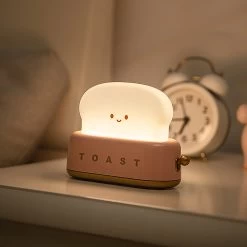 Toast Inspired Night Light -Kawaii Fashion Shop USB Charging Bread Machine Night Light Creative Dimming Table Lamp LED Warm White Timing Sleeping Light 3