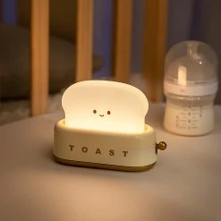 Toast Inspired Night Light -Kawaii Fashion Shop USB Charging Bread Machine Night Light Creative Dimming Table Lamp LED Warm White Timing Sleeping Light 5
