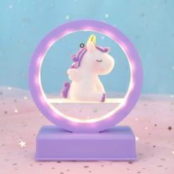 Kawaii Mini Unicorn Pastel Night Lamp -Kawaii Fashion Shop Unicorn Music Night Light Creative Romantic Room Bedside Table Lamp Craft Ornament Girls Bedroom Decor Children 2