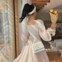 French Vintage Chiffon Fairy Dress -Kawaii Fashion Shop Vintage Fairy Dress Women Elegant Designer Chiffon Dress Long Sleeve French Party Midi Dress Casual Women 5