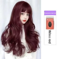 Kawaii Big Wave Hairstyle Role Play Wig -Kawaii Fashion Shop Wig Female Long Hair Natural Full Hair Set Curly Hair Big Wave Hairstyle Role Play With 4