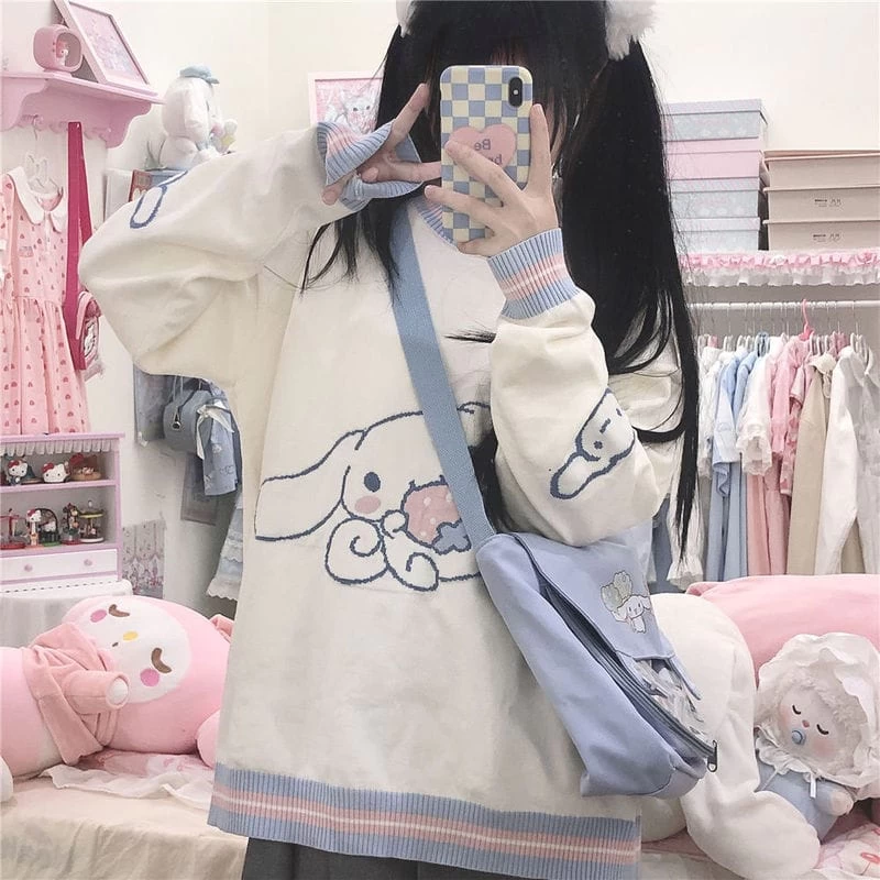 Kawaii Cinnamoroll Knit Hoodie 4 Kawaii Cinnamoroll Knit Hoodie - Image 2