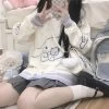 Kawaii Cinnamoroll Knit Hoodie -Kawaii Fashion Shop Winter Warm Jumper Girls Preppy Style Cartoon White Sweaters Clothes Y2k Japanese Kawaii Knitted Sweater Women
