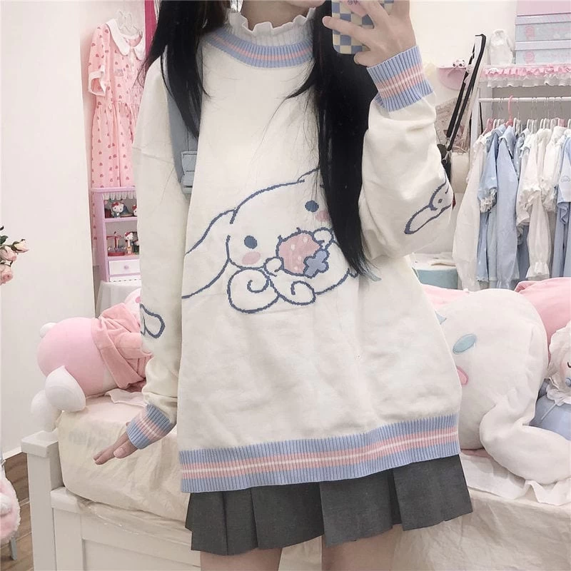 Kawaii Cinnamoroll Knit Hoodie 5 Kawaii Cinnamoroll Knit Hoodie - Image 3