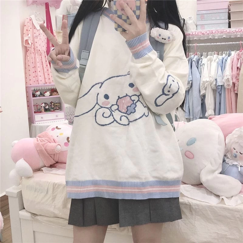 Kawaii Cinnamoroll Knit Hoodie 6 Kawaii Cinnamoroll Knit Hoodie - Image 4