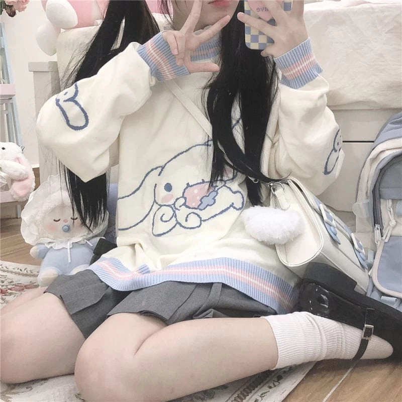 Kawaii Cinnamoroll Knit Hoodie 7 Kawaii Cinnamoroll Knit Hoodie - Image 5