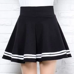 Kawaii Stripes Black Mini Skirt
