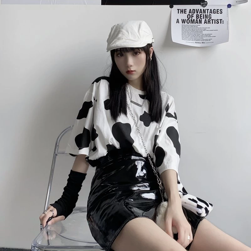 Harajuku Cow Print Short T-shirts 4 Harajuku Cow Print Short T-shirts - Image 2