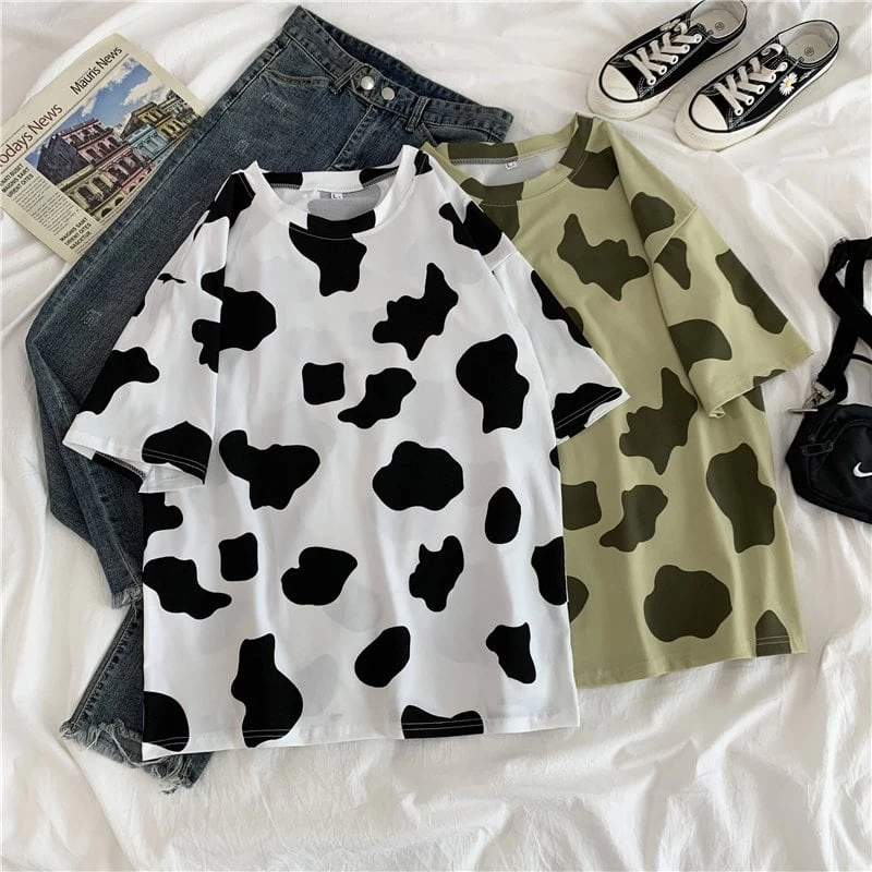 Harajuku Cow Print Short T-shirts 5 Harajuku Cow Print Short T-shirts - Image 3