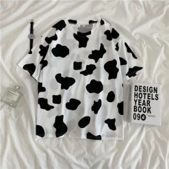 Harajuku Cow Print Short T-shirts 13 Harajuku Cow Print Short T-shirts -Kawaii Fashion Shop Woman Tshirts Cow Print Oversized Casual Loose Short Sleeve T shirt Streetwear Tops Harajuku Tees Fashion 5