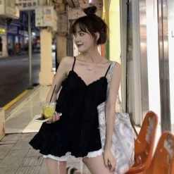 Ruffle Trim Camisole Top 12 Ruffle Trim Camisole Top -Kawaii Fashion Shop Women Camisole Tank Tops Korean Style Sleeveless Shirt Sweet Casual One Size Spaghetti Straps Vest V 4