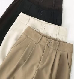 High-Waist Wide-Leg Pants -Kawaii Fashion Shop Women Casual High Waist Trousers Spring Summer Office Lady Pants Female Fashion Wide Leg Straight Suit 5