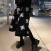 Clover Floral Knitted Midi Skirts 2 Clover Floral Knitted Midi Skirts -Kawaii Fashion Shop Women Clover Floral Jacquard Knitted Skirts Simple Elastic High Waist Long Skirts Autumn Winter A Line