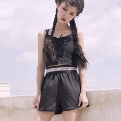 Korean Style Strappy Tank Top -Kawaii Fashion Shop Women Corset Tops Sleeveless Midriff Baring Vest Female Sexy Camisole Tank Camis Crop Top For Women 5