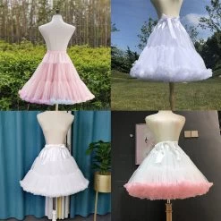 Kawaii Girl Adjustable Draw String Petticoat -Kawaii Fashion Shop Women Lolita Cosplay Petticoat A Line Puffy Tutu Skirt Layered Tulle Ballet Dance Pettiskirts Big Bowknot 4