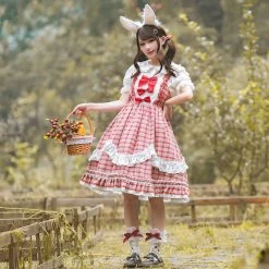 Kawaii Sweet Lolita Dress Polyester Sleeveless Sweet Dress Lolita Jsk Dress 10 Kawaii Sweet Lolita Dress Polyester Sleeveless Sweet Dress Lolita Jsk Dress -Kawaii Fashion Shop Women Maid Outfit Anime Cute Pink White Apron Lolita Jsk Dresses Cosplay Costume Sleeveless Peter Pan 3