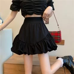 Solid Sweet A-line Skirts 10 Solid Sweet A-line Skirts -Kawaii Fashion Shop Women Skirts Sweet Fresh High Waist Solid A line Princess Girl Irregular Design Korean Style Ulzzang 3