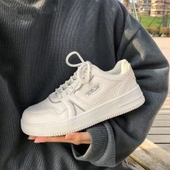 Kawaii Cartoon Bear Sneakers -Kawaii Fashion Shop Women Sports Kawaii Shoes Sneakers Platform White Anime Spring Tennis Lolita Flat Vulcanize Running Korean Rubber 3