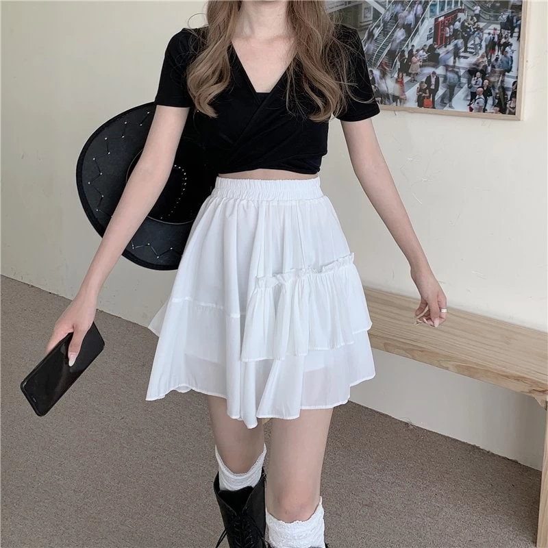 Harajuku High-waisted Layered Skirt 8 Harajuku High-waisted Layered Skirt - Image 6