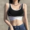 Korean Fashion Contrast Color Sports Bustier -Kawaii Fashion Shop Women s Corset Tank Tops Sports Yoga Workout Vest Running Underwear Beautiful Back Outwear Gather Gothic