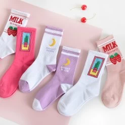 Kawaii Strawberry Milk Socks