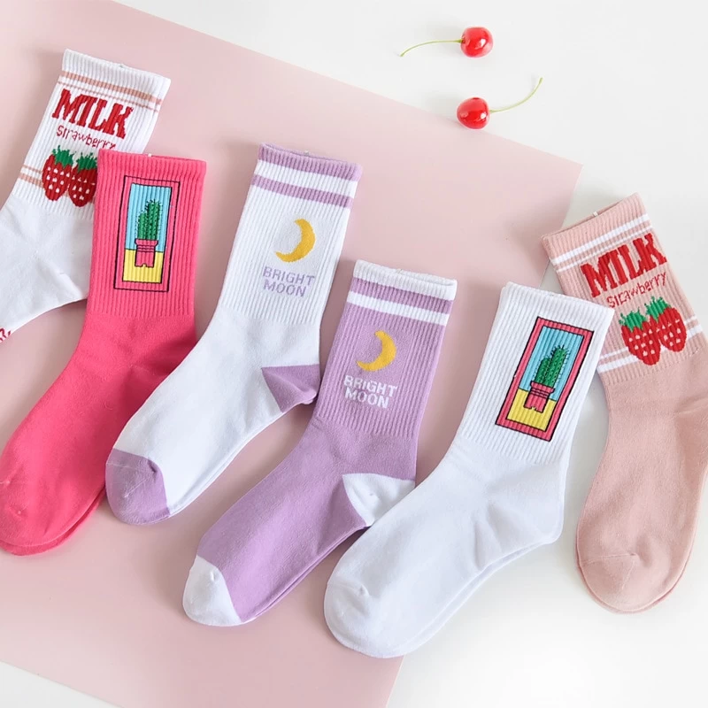 Kawaii Strawberry Milk Socks 3 Kawaii Strawberry Milk Socks