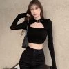 Sexy Short Cropped Tight-Fitting Tshirt -Kawaii Fashion Shop Women s t Shirts Square Neck Halter Neck Sexy Tight Fitting Short Cropped Tshirt Top 3