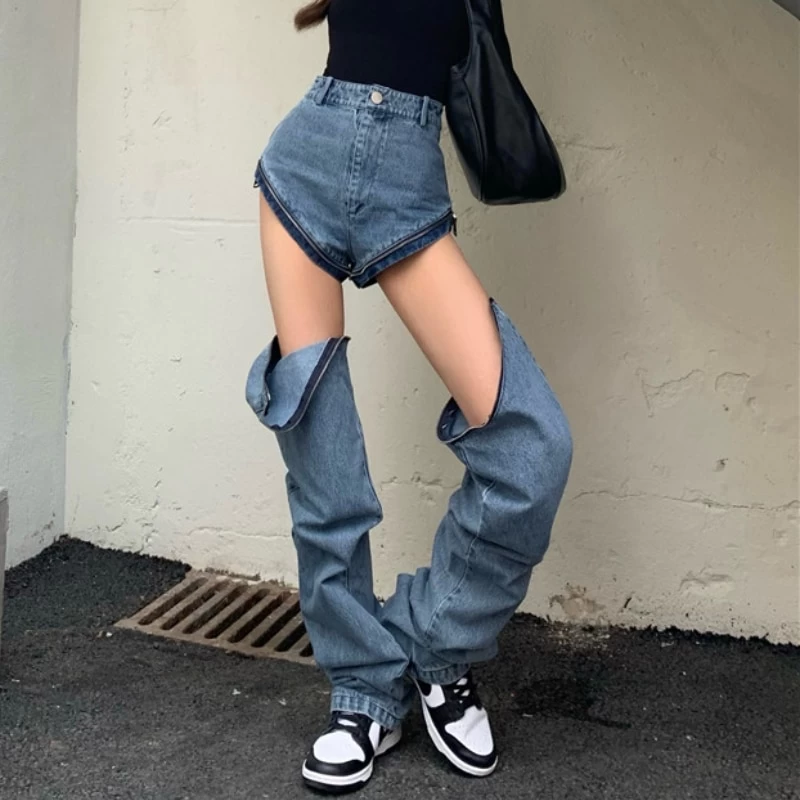 Y2K Detachable Trouser Legs High Waist Jeans 4 Y2K Detachable Trouser Legs High Waist Jeans - Image 2