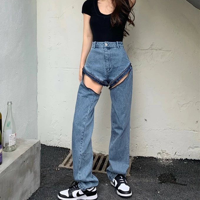 Y2K Detachable Trouser Legs High Waist Jeans 8 Y2K Detachable Trouser Legs High Waist Jeans - Image 6