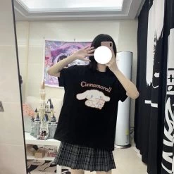 Kawaii Cinnamoroll T-Shirt -Kawaii Fashion Shop Y2K Sanrio Cinnamoroll T Shirt Hello Kitty Cartoon Cute Print Female Short Sleeved Soft Sister Summer 4