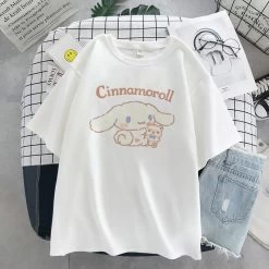 Kawaii Cinnamoroll T-Shirt -Kawaii Fashion Shop Y2K Sanrio Cinnamoroll T Shirt Hello Kitty Cartoon Cute Print Female Short Sleeved Soft Sister Summer 5