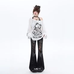 Y2K Style High Waist Slim Fit Flared Jeans -Kawaii Fashion Shop Y2K Style High Waist Slim Fit Flared Jeans 9