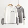 Mini Cat Embroidery Long Sleeve Sweatshirt -Kawaii Fashion Shop Yolanda Paz Autumn Winter Japanese Sweet Style Women hoodies sweatshirt fashion casual o neck long sleeve