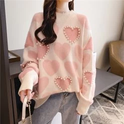 Kawaii Pink Heart Sweater