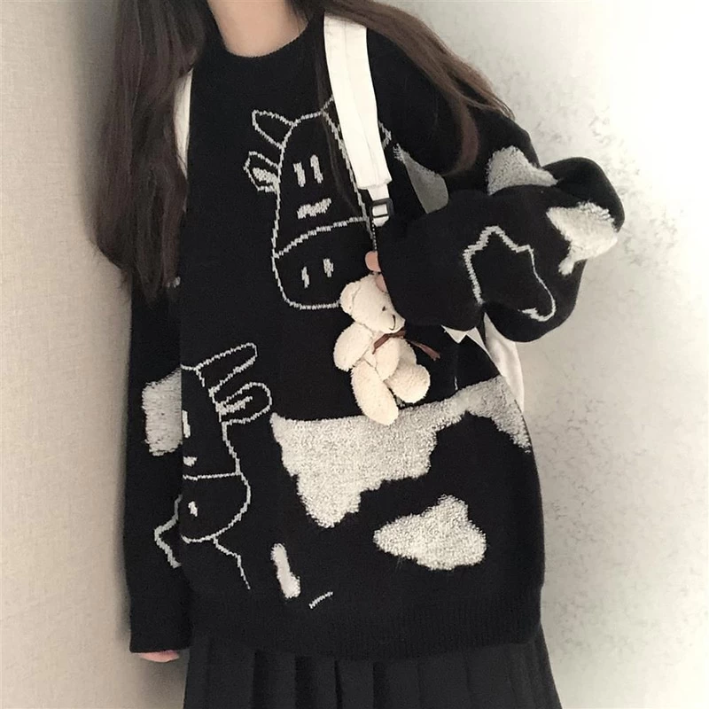 Kawaii Pullover Cow Sweater 4 Kawaii Pullover Cow Sweater - Image 2