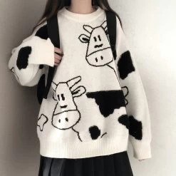 Kawaii Pullover Cow Sweater